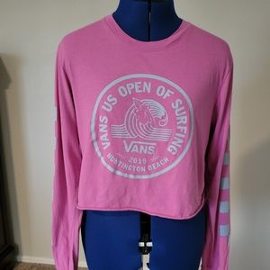 COPY - 🌞 Vans Women's Cropped Long sleeve shirt Huntington Beach, Pink Grey Sz